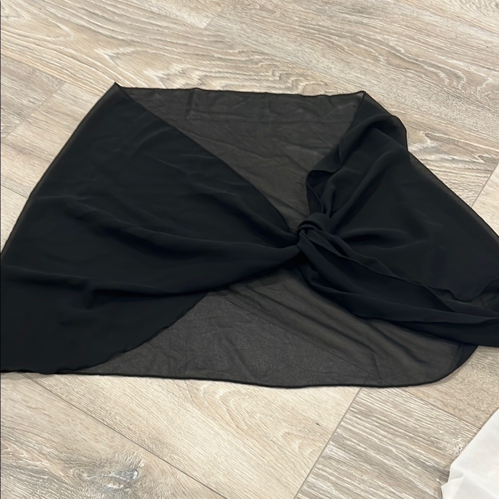 Black and White Sheer Tie up swim sarong - Picture 3 of 4